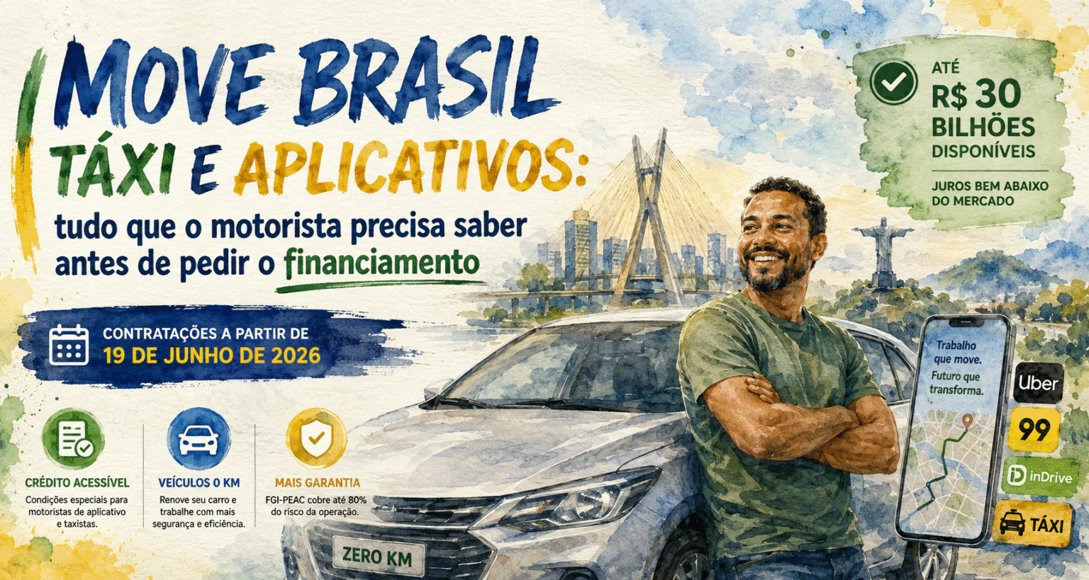 Move Brasil Táxi e Aplicativos: tudo que o motorista precisa saber antes de pedir o financiamento